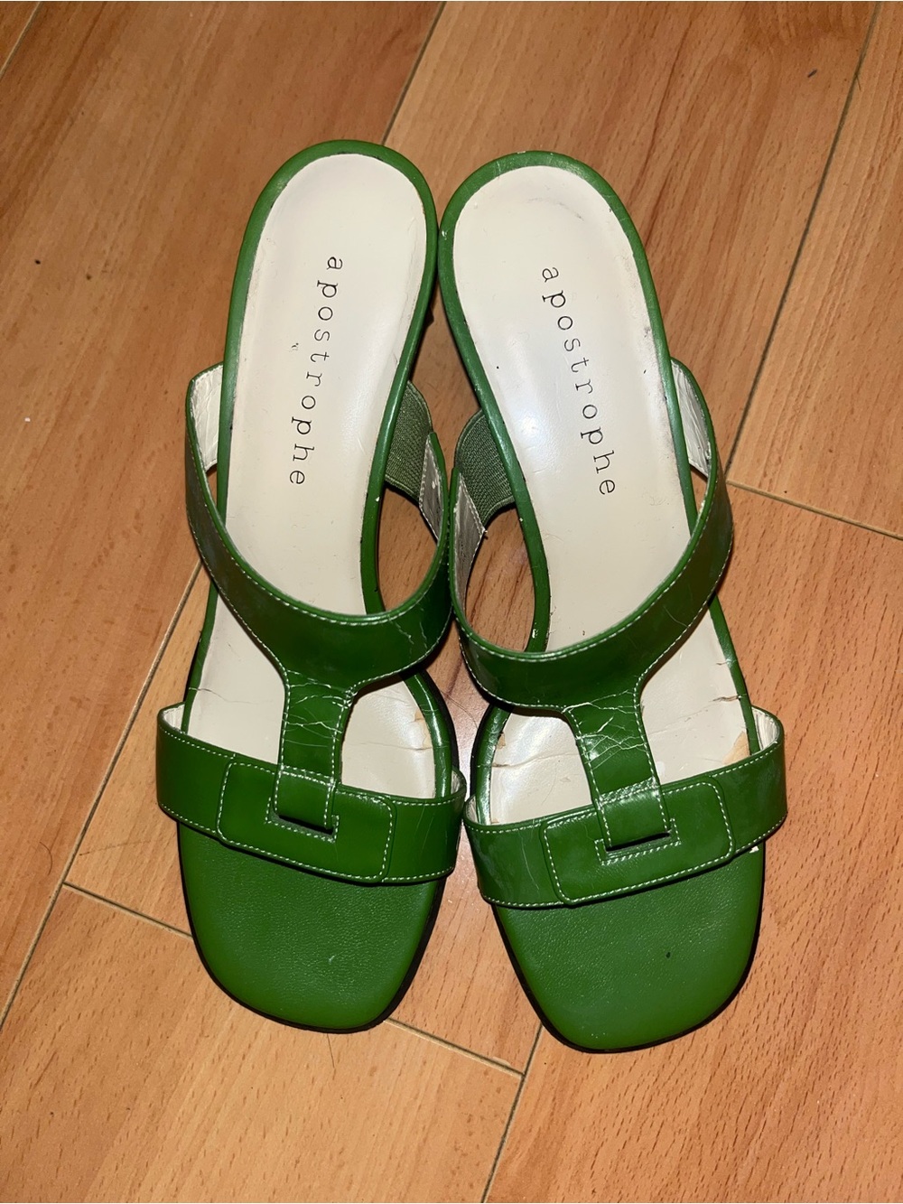 Vintage Y2K 2000s Apostrophe Green Sandals Heels Pumps Flip Flop Chic Summer